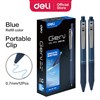 DELI GENI RETRACTABLE GEL INK BALLPOINT PEN WITH PORTABLE CLIP 07MM BLUE BOX 12