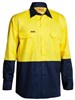 BISLEY 2TONE HIVIS LIGHTWEIGHT LONG SLEEVE COTTON DRILL SHIRT  YELLOWNAVY  SIZE LARGE
