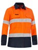 BISLEY LADIES  APEX 185 HI VIS FR RIPSTOP VENTED SHIRT WITH REFLECTIVE TAPE  ORANGENAVY  SIZE 12
