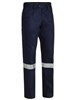 BISLEY BP6007T COTTON DRILL WORK PANTS WITH REFLECTIVE TAPE  NAVY  SIZE 107R
