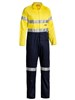 BISLEY BC6719TW HI VIS LIGHTWEIGHT COTON DRILL COVERALL WITH REFLECTIVE TAPE  YELLOWNAVY  SIZE 97R