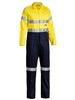 BISLEY BC6719TW HI VIS LIGHTWEIGHT COTON DRILL COVERALL WITH REFLECTIVE TAPE YELLOWNAVY  SIZE 102S