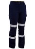 BISLEY BPL6999T LADIES COTTON DRILL UTILITY PANTS WITH BIOMOTION REFLECTIVE TAPE  NAVY  SIZE 16