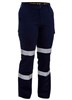 BISLEY BPL6999T LADIES COTTON DRILL UTILITY PANTS WITH BIOMOTION REFLECTIVE TAPE  NAVY  SIZE 18