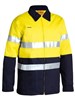 BISLEY HIVIS 2TONE COTTON DRILL JACKET WITH REFLECTIVE TAPE  YELLOWNAVY  SIZE SMALL
