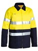 BISLEY HIVIS 2TONE COTTON DRILL JACKET WITH REFLECTIVE TAPE  YELLOWNAVY  SIZE MEDIUM