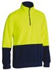 BISLEY HI VIS 2 TONE 14 ZIP FLEECE PULLOVER  YELLOWNAVY  SIZE LARGE