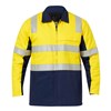 WORKCRAFT WJ8019 HIVIS 2TONE COTTON DRILL JACKET WITH REFLECTIVE TAPE  YELLOWNAVY  SIZE EXTRA SMALL