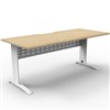 DELUXE RAPID SPAN STRAIGHT DESK WITH METAL MODESTY PANEL 1800 X 750 X 730MM WHITENATURAL OAK