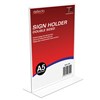 DEFLECTO SIGN HOLDER TSHAPE DOUBLE SIDED PORTRAIT A5 CLEAR