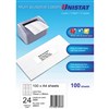 UNISTAT 38933 MULTIPURPOSE LABELS 24UP 70 X 36MM WHITE PACK 100
