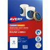 AVERY 980009 L7104REV REMOVABLE BLANK PRINTABLE LABELS ROUND LASERINKJET 12UP MATT WHITE PACK 10