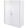 STEELCO TAMBOUR DOOR CABINET 3 SHELVES 1200H X 1200W X 463D MM SILVER GREY