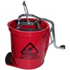 CLEANLINK MOP BUCKET HEAVY DUTY METAL WRINGER 16 LITRE RED