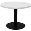 RAPIDLINE CIRCULAR COFFEE TABLE 600 X 425MM NATURAL WHITE TABLE TOP  BLACK POWDER COAT BASE