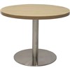 RAPIDLINE CIRCULAR COFFEE TABLE 600 X 425MM NATURAL OAK TABLE TOP  STAINLESS STEEL BASE