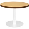 RAPIDLINE CIRCULAR COFFEE TABLE 600 X 425MM BEECH COLOURED TABLE TOP  WHITE POWDER COAT BASE
