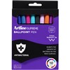 ARTLINE SUPREME ANTIMICROBIAL BALLPOINT PEN 10MM ASSORTED BRIGHTS PACK 10
