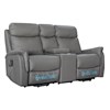 RAPIDLINE HOME ELEVATE ASCOT LOVE SEAT DUAL MOTOR MEDIUM LEATHER DARK GREY