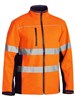 BISLEY BJ6059T HI VIS SOFT SHELL JACKET WITH REFLECTIVE TAPE  ORANGENAVY  SIZE LARGE