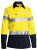 BISLEY WOMENS HI VIS REGULAR WEIGHT LONG SLEEVE SHIRT WITH REFLECTIVE TAPE  YELLOWNAVY  SIZE 10