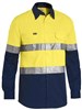 BISLEY 2TONE HIVIS LIGHTWEIGHT COTTON DRILL SHIRT WITH REFLECTIVE TAPE  YELLOWNAVY  SIZE XL