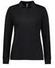 BIZ COLLECTION LADIES ACTION LONG SLEEVE POLO  BLACK  SIZE 16