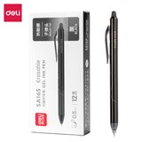 DELI RETRACTABLE FRIXION ERASABLE GEL PEN 05MM BLACK BOX 12