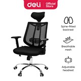 DELI TASK CHAIR HIGH MESH BACK ADJUSTABLE ARMS BLACK
