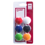 DELI WHITEBOARD MAGNETS 30MM ROUND ASSORTED PACK 6