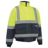 WORKIT 3003 HI VIS 2 TONE BOMBER JACKET WITH REFLECTIVE TAPE  YELLOWNAVY  SIZE SMALL