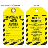 CAUTION  OUT OF SERVICE TAGS  PK100  TEAR PROOF  CW EYELET  STRING