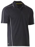 BISLEY COOL MESH POLO WITH REFLECTIVE PIPING  CHARCOAL  SIZE MEDIUM