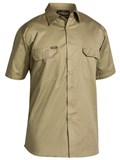 BISLEY MENS COOL LIGHTWEIGHT SHORT SLEEVE COTTON DRILL SHIRT  KHAKI  SIZE SMALL