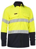 BISLEY BS8438T APEX 185 HI VIS FR RIPSTOP VENTED SHIRT WITH REFLECTIVE TAPE  YELLOWNAVY  SIZE XL