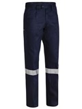 BISLEY BP6007T COTTON DRILL WORK PANTS WITH REFLECTIVE TAPE  NAVY  SIZE 102S