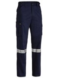 BISLEY COTTON DRILL CARGO PANTS WITH REFLECTIVE TAPE  NAVY  SIZE 117S