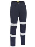 BISLEY BPLC6008T LADIES STRETCH COTTON DRILL CARGO PANTS WITH BIOMOTION REFLECTIVE TAPE  NAVY  SIZE 18