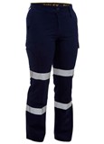 BISLEY BPL6999T LADIES COTTON DRILL UTILITY PANTS WITH BIOMOTION REFLECTIVE TAPE  NAVY  SIZE 10
