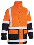 BISLEY HI VIS 2 TONE 5 IN 1 RAIN JACKET WITH REFLECTIVE TAPE  ORANGENAVY  SIZE EXTRA SMALL