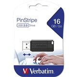 VERBATIM STORENGO PINSTRIPE USB FLASH DRIVE 20 16GB BLACK