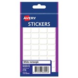 AVERY 932015 MULTIPURPOSE STICKERS RECTANGLE 12 X 18MM WHITE PACK 216