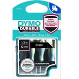 DYMO 1978365 D1 DURABLE LABEL CASSETTE TAPE 12MM X 3M WHITE ON BLACK