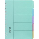 MARBIG DIVIDER MANILLA 5TAB A4 PASTEL ASSORTED