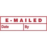 DESKMATE PREINKED MESSAGE STAMP EMAILED DATE AND BY RED