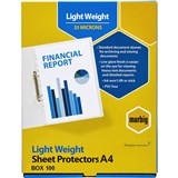 MARBIG LIGHTWEIGHT COPYSAFE SHEET PROTECTORS A4 BOX 100