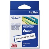 BROTHER TZE211 LAMINATED LABELLING TAPE 6MM BLACK ON WHITE