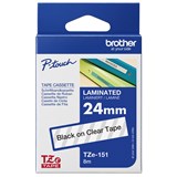 BROTHER TZE151 LAMINATED LABELLING TAPE 24MM BLACK ON CLEAR