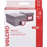 VELCRO BRAND STICKON HOOK AND LOOP DOTS 22MM WHITE PACK 62