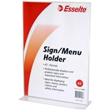ESSELTE SIGN  MENU HOLDER DOUBLE SIDED PORTRAIT A3 CLEAR